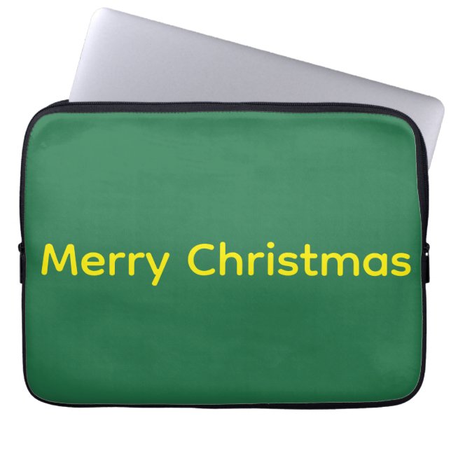 Groene vrolijk kerstfeest laptop sleeve (Voorkant)