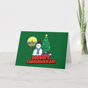 Groene vrolijke Christusmukkah en Joodse Kerst Feestdagen Kaart