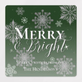 Groene vrolijke en heldere sneeuwvlokken kerstbakk labels (Design 1)