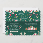 Groene vrolijke kerst HO! HO! Aangepaste uitnodigi Kaart (Voorkant)