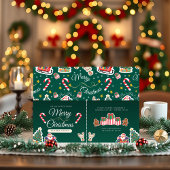 Groene vrolijke kerst HO! HO! Aangepaste uitnodigi Kaart