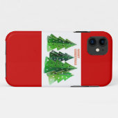 Groene vrolijke kerstbomen Case-Mate iPhone case (Achterkant (horizontaal))
