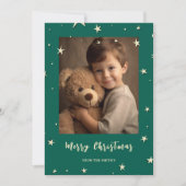Groene vrolijke kerstfoto feestdagenkaart (Voorkant)