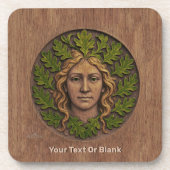 Groene vrouw - Hout Bier Onderzetter (Voorkant)
