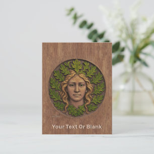 Groene vrouw - Hout Feestdagenkaart
