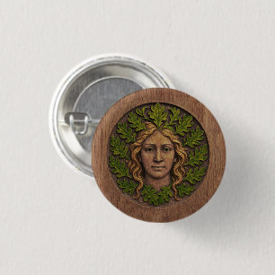Groene vrouw - Hout Ronde Button 3,2 Cm