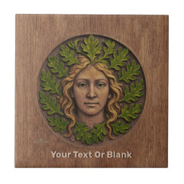 Groene vrouw - Hout Tegeltje