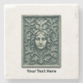 Groene vrouw - Stone Stenen Onderzetter (Voorkant)