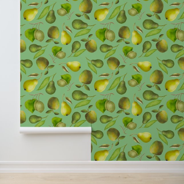 Groene vruchten op groene achtergrond behang (Applicatie)