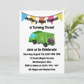 Groene vuilniswagen Kind partij Kaart (Staand voorkant)