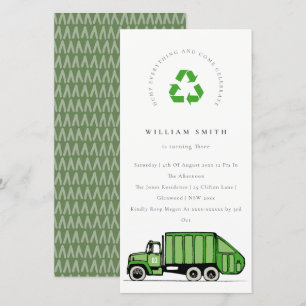 Groene vuilniswagen Kinder elke zondag uitnodigen Bedankkaart
