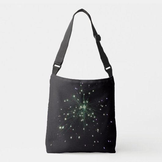 Groene vuurwerk gloed vonken crossbody tas (Voorkant)