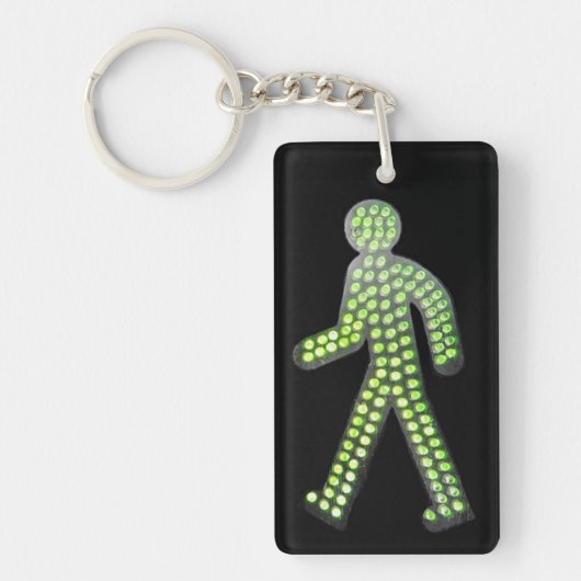 Groene "WALK"-verkeerslichtfiguur Sleutelhanger (Voorkant)