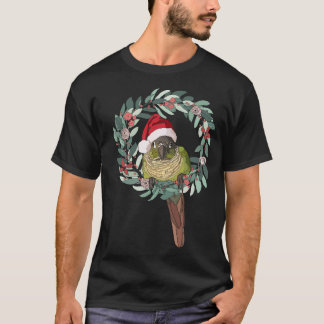 Groene wang Conure met Santa Hat T-shirt
