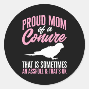 Groene Wang Conure Moeder Papegaai Vogel Zon Conur Ronde Sticker