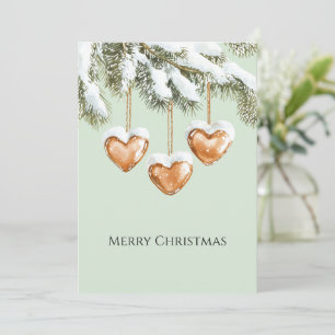 Groene Warme Crème Karamel Hartjes Kerstboom Kaart