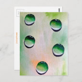 Groene waterdruppels, waterkunst briefkaart (Voorkant / Achterkant)