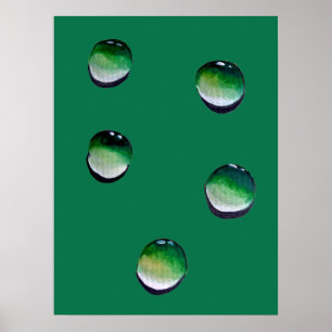 Groene waterdruppels, waterkunst poster