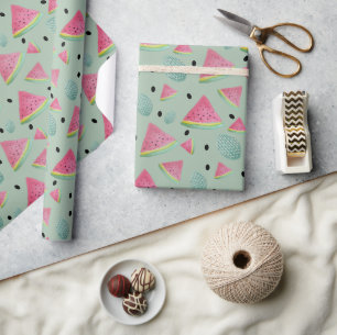 Groene Watermeloen Patroon Waterverf Handbeschilde Cadeaupapier