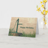  Groene Waterpomp Foto Verjaardag Kaart (Gele Bloem)