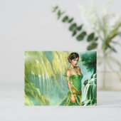 Groene watervalschoonheid briefkaart (Staand voorkant)