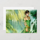 Groene watervalschoonheid briefkaart (Voorkant / Achterkant)