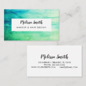 Groene Waterverf Abstracte Custom Visitekaartje (Voorkant / Achterkant)