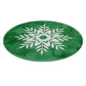 Groene Waterverf Abstracte Sneeuwvlok Snijplank (Hoek)