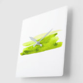 Groene waterverf abstracte streep vierkante klok (Hoek)