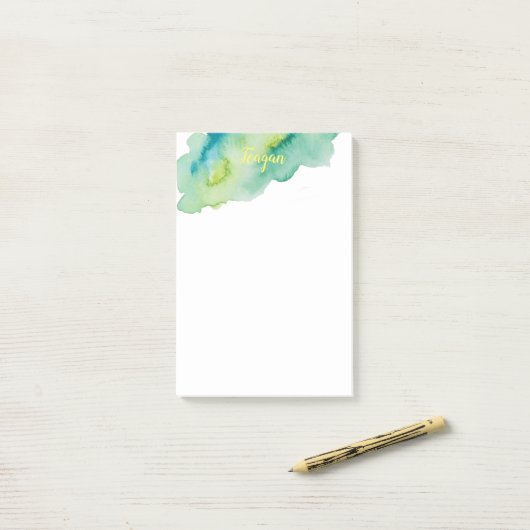 Groene Waterverf Accent Post-it® Notes (Op bureau)