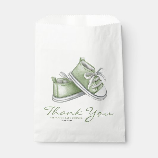 Groene Waterverf Baby Booties Baby shower Bedankzakje (Voorkant)