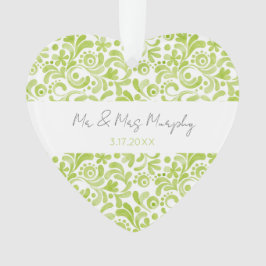 Groene Waterverf Bindnaam DATE Sweet Heart Ornament