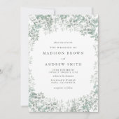 Groene Waterverf blad minimalistische bruiloft Kaart (Voorkant)