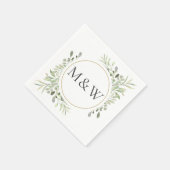 Groene Waterverf Blad Monogram Beginletters Servet (Hoek)