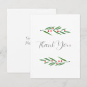 Groene Waterverf bladeren en bessen Bedankkaart (Voorkant / Achterkant)