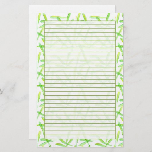 Groene Waterverf bladeren gevoerd Briefpapier (Voorkant / Achterkant)