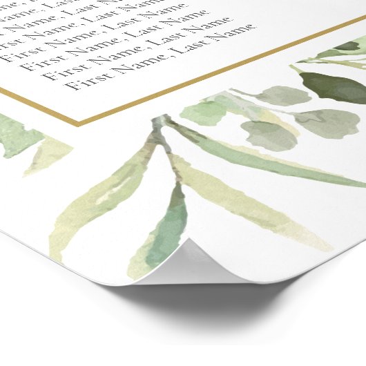 Groene Waterverf Bladeren Trouw Stoelenkaart Poster (Hoek)