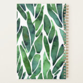Groene Waterverf Bladerpatroon Monogram 2024 Planner (Achterkant)