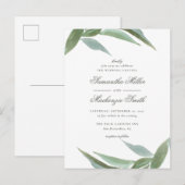 Groene Waterverf Botanische lekkenwonden Uitnodiging Briefkaart (Voorkant / Achterkant)