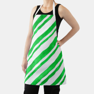 Groene Waterverf Candy Cane Stripes Schort