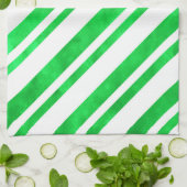 Groene Waterverf Candy Cane Stripes Theedoek (Gevouwen)
