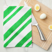 Groene Waterverf Candy Cane Stripes Theedoek (Quarter Fold)