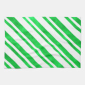 Groene Waterverf Candy Cane Stripes Theedoek (Horizontaal)