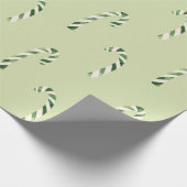 Groene Waterverf Candy Canes kerstpatroon Cadeaupapier (Hoek)