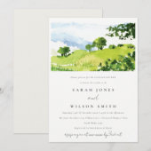 Groene Waterverf Countryside Hills Couples Kaart (Voorkant / Achterkant)