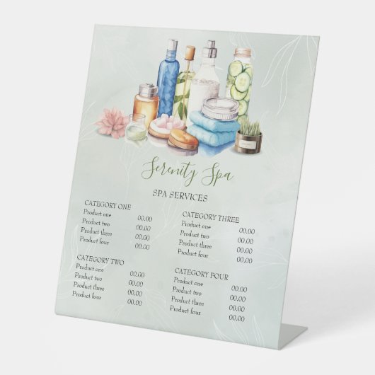 Groene Waterverf Dag Spa en Wellness Reclamebord Met Voetstuk (Voorkant)