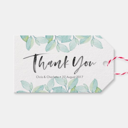 Groene waterverf Dank u labels | Favoriete labels Cadeaulabel (Voorkant (Horizontaal))