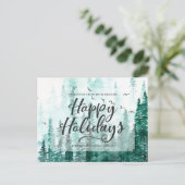 Groene Waterverf dennenbomen | Prettige feestdagen (Staand voorkant)