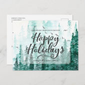 Groene Waterverf dennenbomen | Prettige feestdagen (Voorkant / Achterkant)