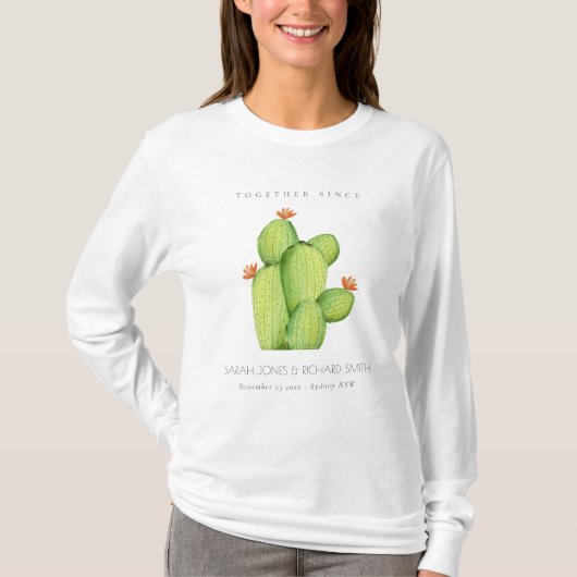 GROENE WATERVERF DESERT CACTUS BEWAREN DE DATUM-VE T-SHIRT (Voorkant)